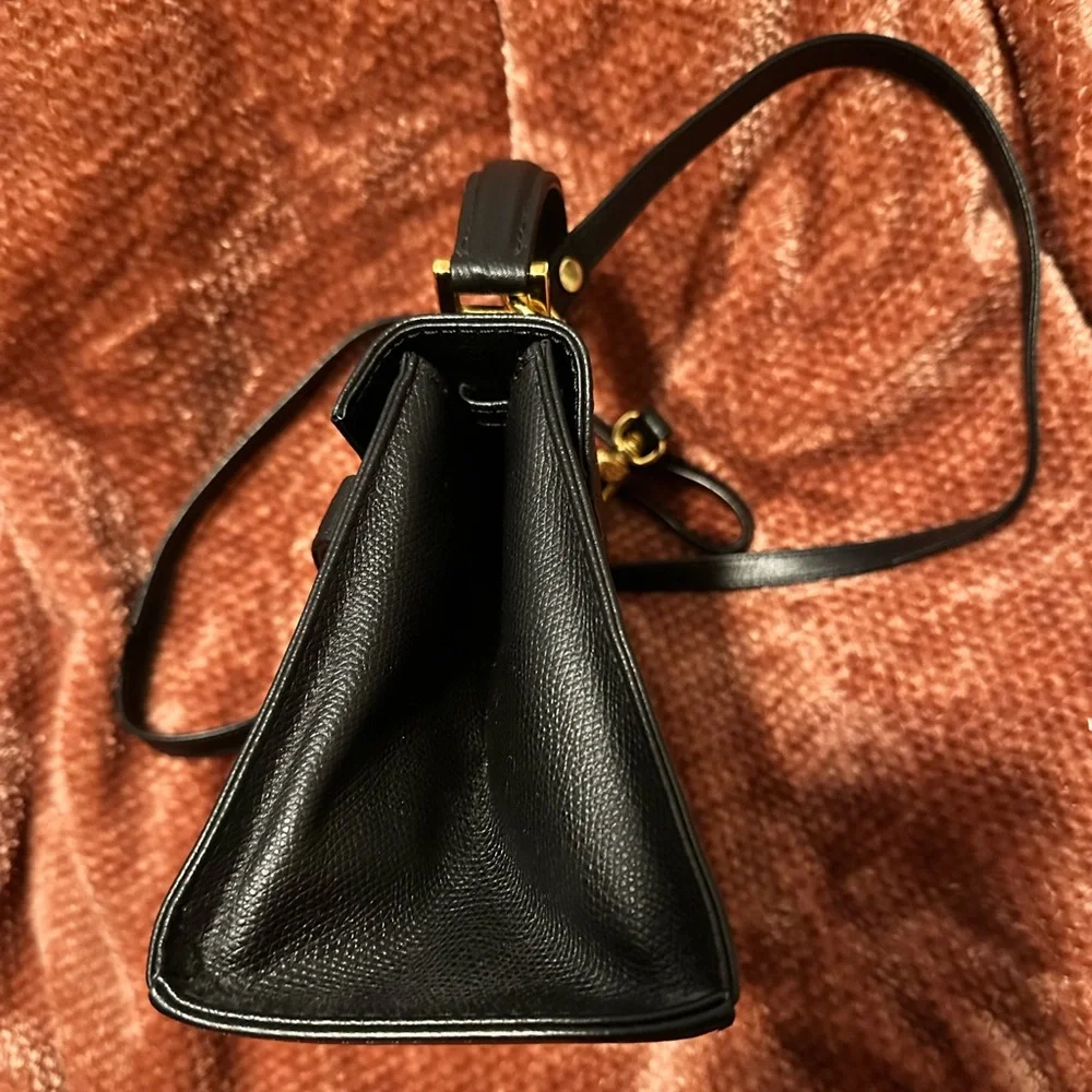 MCM Mini Heritage Satchel | Vintage | Black | Gold | Top Handle | Kelly - Picture 6 of 16